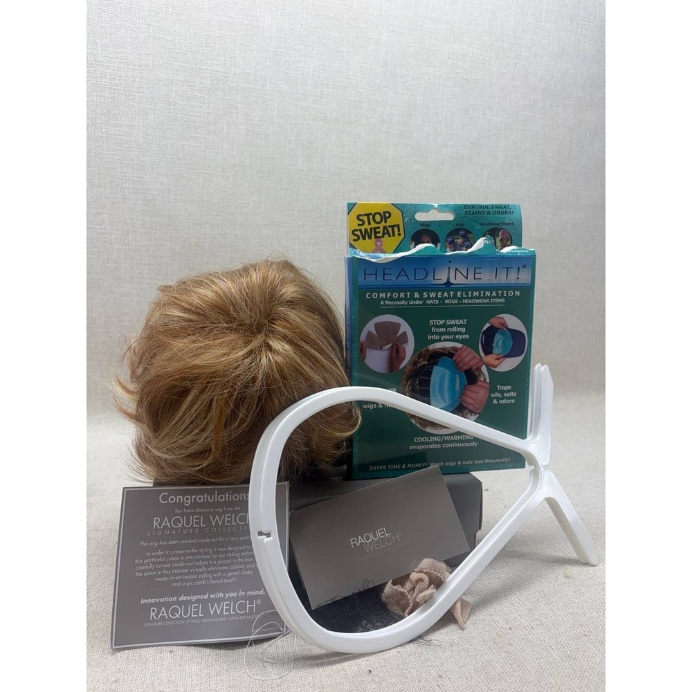 Raquel Welch Henry Margu Wig Bundle Blonde Brown with Headline It Liners Stand